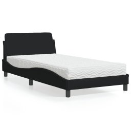 Pat cu saltea, negru, 100x200 cm, textil GartenMobel Dekor