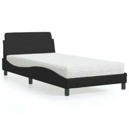 Pat cu saltea, negru, 100x200 cm, piele ecologica GartenMobel Dekor
