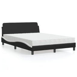Pat cu saltea, negru si alb, 120x200 cm, piele ecologica GartenMobel Dekor