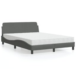 Pat cu saltea, gri închis, 140x190 cm, textil GartenMobel Dekor