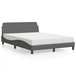 Pat cu saltea, gri închis, 140x200 cm, textil GartenMobel Dekor