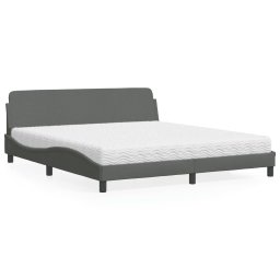 Pat cu saltea, gri închis, 180x200 cm, textil GartenMobel Dekor