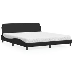 Pat cu saltea, negru, 180x200 cm, piele ecologica GartenMobel Dekor