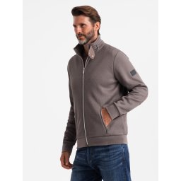 Ombre Men's jacket with high collar and fleece interior - ash