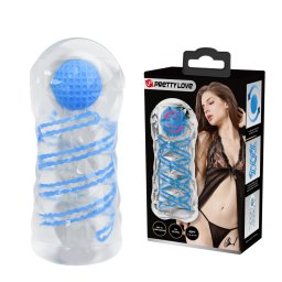 Pretty Love Tightening Spiral & Stimulation Ball Masturbator Transparent-Blue