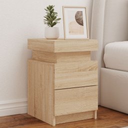Noptiere cu lumini LED, 2 buc., stejar sonoma, 35x39x55 cm GartenMobel Dekor