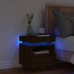 Noptiera cu lumini LED, stejar maro, 40x39x48,5 cm GartenMobel Dekor