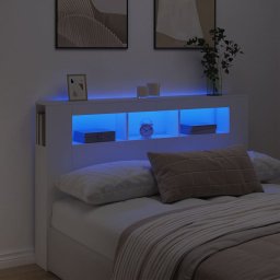 Tablie de pat cu LED, alb, 160x18,5x103,5 cm, lemn GartenMobel Dekor