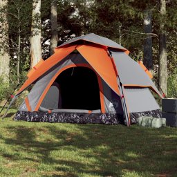Cort camping cupola 5 persoane, gri/portocaliu, setare rapida GartenMobel Dekor