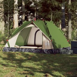 Cort de camping cupola 3 persoane, setare rapida, verde GartenMobel Dekor