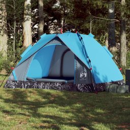 Cort de camping cupola 3 persoane, setare rapida, albastru GartenMobel Dekor