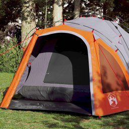 Cort camping cupola 3 persoane, gri/portocaliu, setare rapida GartenMobel Dekor