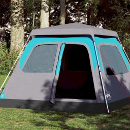 Cort de camping cupola 4 persoane, setare rapida, albastru GartenMobel Dekor