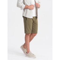 Ombre Men's pre-knee BASIC sweat shorts - olive