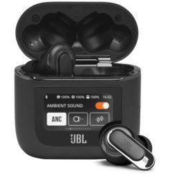 CastibJBL Tour Pro 2, Smart Case, True Adaptive Noise Cancelling, Smart Ambient, Spatial Sound, Negre