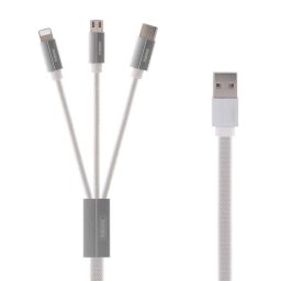 35966 3 in 1 USB-A la Micro-USB/USB Type-C/ Lightning 1 m Alb