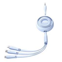 3 in 1 USB-A la USB-C/Lightning/Micro USB 1 m Albastru