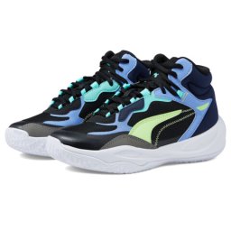 PUMA Kids Playmaker Pro Mid (Big Kid) Puma BlackElectric Purple