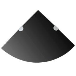 Raft de colt din sticla cu suporti de crom, negru 25 x 25 cm GartenMobel Dekor