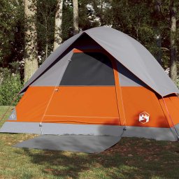 Cort de camping cupola 3 persoane, gri/portocaliu, impermeabil GartenMobel Dekor