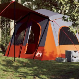Cabina cort de camping 5 persoane gri si portocaliu impermeabil GartenMobel Dekor