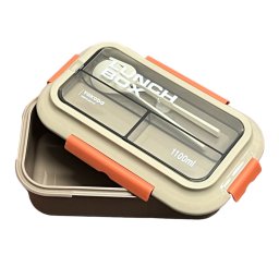 Cutie Alimente LUNCH BOX, 2 compartimente cu Lingurita si Furculita, 1100 ml