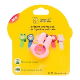Bratara aromatica +2 rezerve, din silicon cu figurine animate pentru copii - Iepure roz