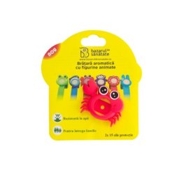 Bratara aromatica +2 rezerve, din silicon cu figurine animate pentru copii - Crab rosu