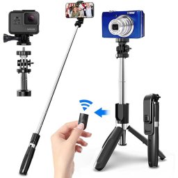Selfie Stick cu Trepied, Compatibil cu Camera/Telefon, 100cm - (L02) - Black