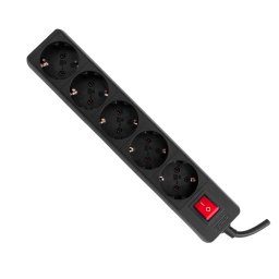 Prelungitor 5 prize cu intrerupator, 3 x 1.5mm 5 metri NEGRU