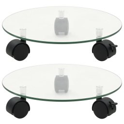 Suport cu role pentru plante, 2 buc., 28 cm, sticla, rotund GartenMobel Dekor