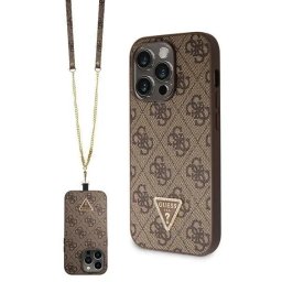 Husa Guess GUHCP14LP4TDSCPW case for iPhone 14 Pro - brown Crossbody 4G Metal Logo