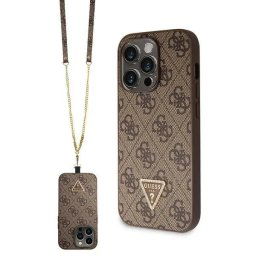Husa Guess GUHCP14LP4TDSCPW case for iPhone 14 Pro - brown Crossbody 4G Metal Logo