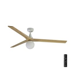 Ventilator de tavan FARO 34279-11L KLIM L 1xE27/15W/230V lemn/alb + telecomandă