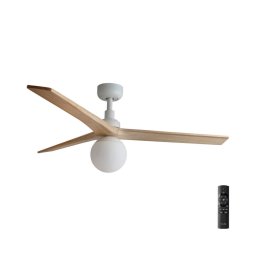 Ventilator de tavan FARO 34280-11L KLIM M 1xE27/15W/230V lemn/alb + telecomandă