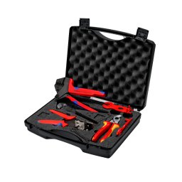 Trusa KNIPEX pentru conectori fotovoltaici MC4, 4-10 mm ², sertizare, dezizolare E i montaj, 7 piese, fabricata A n Germania 97 91 04 V02