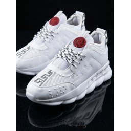 Sneakers din piele ecologica albi - CHAIN