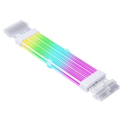 Cablu prelungitor RGB adresabil Acegeek AC24 White 24 pini ATX, 12 benzi iluminare LED