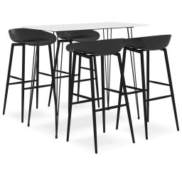 Set mobilier de bar, 5 piese, alb si negru GartenMobel Dekor