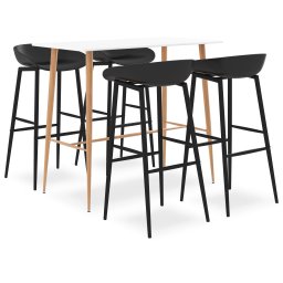 Set mobilier de bar, 5 piese, alb si negru GartenMobel Dekor
