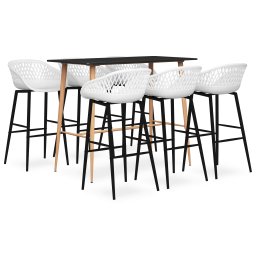 Set mobilier de bar, 7 piese, negru si alb GartenMobel Dekor
