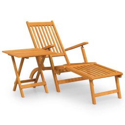 Sezlong de exterior cu taburet si masa, lemn masiv de acacia GartenMobel Dekor