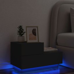 Noptiera cu lumini LED, negru, 70x36x40,5 cm GartenMobel Dekor
