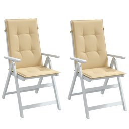 Perne scaun cu spatar înalt 2 buc. melanj bej 120x50x4cm textil GartenMobel Dekor