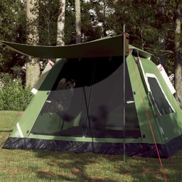 Cort de camping cupola 5 persoane, setare rapida, verde GartenMobel Dekor
