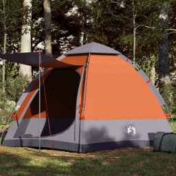 Cort camping cabana 4 persoane gri/portocaliu setare rapida GartenMobel Dekor