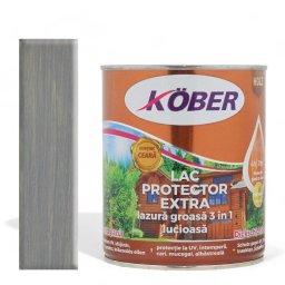 Lac colorat lemn, Kober Extra 3 in 1 , Gri Canadian, 4 l, lazura groasa,