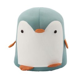 Taburet pentru copii, model pinguin, textil, lemn, albastru si alb, max 50 kg, 28x34 cm, Chomik