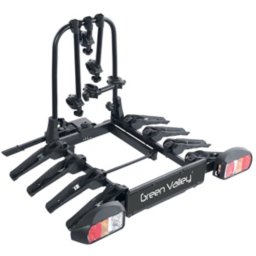 Suport pentru 4 biciclete, Green Valley Discovery 160514-4, cu prindere pe carligul de remorcare, Negru