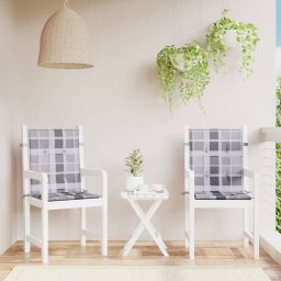 Perne cu spatar, gri carouri, 2 buc., 100x50x3cm, textil Oxford GartenMobel Dekor